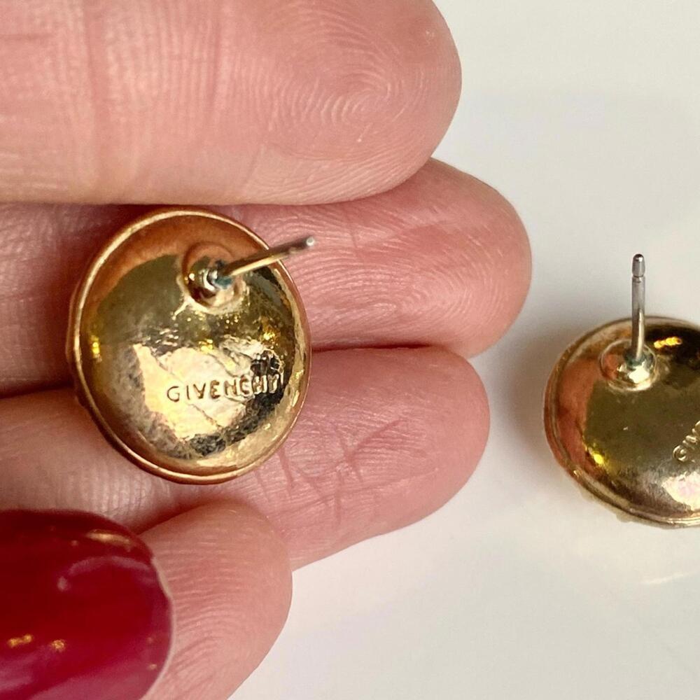 VTG Givenchy Gold-Tone Swarovski Crystal Halo Stud Earrings - Picture 3 of 7